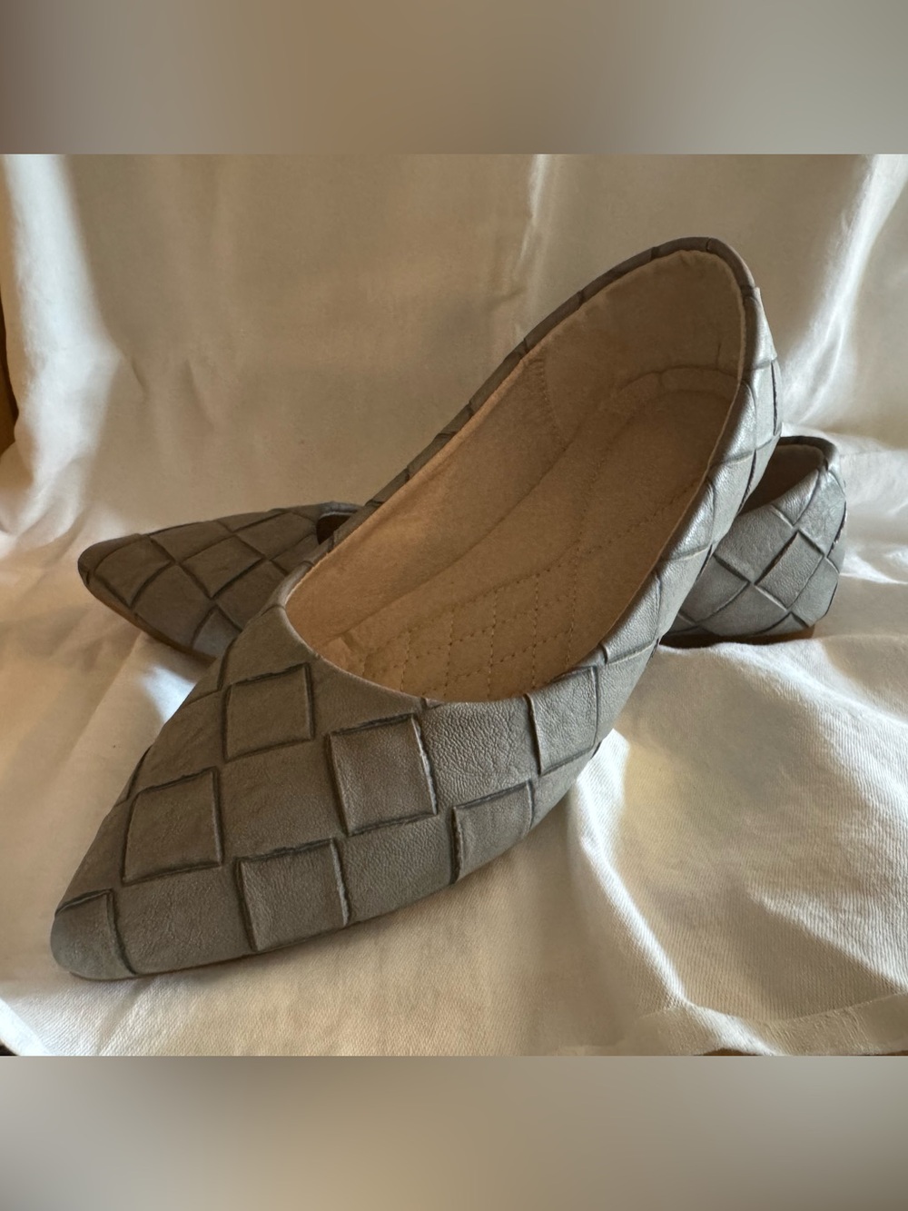 Women's Taupe Quilted Ballet Flats